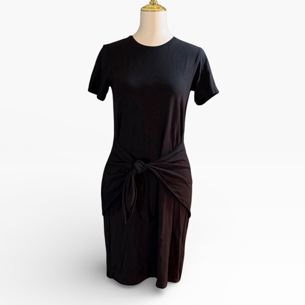 Theory Perfect Black Dress. Front Tie T-shirt Minimalist Size M Designer CBK